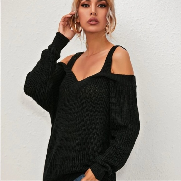 All Saints Sweaters - ALLSAINTS Dasha V Neck Cold Shoulder Sweater